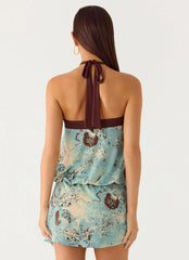 Switch Up Halter Mini Dress - Aqua Blur