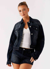 Tropics Denim Jacket - Washed Dark Blue