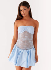 Safina Bubble Mini Dress - Blue